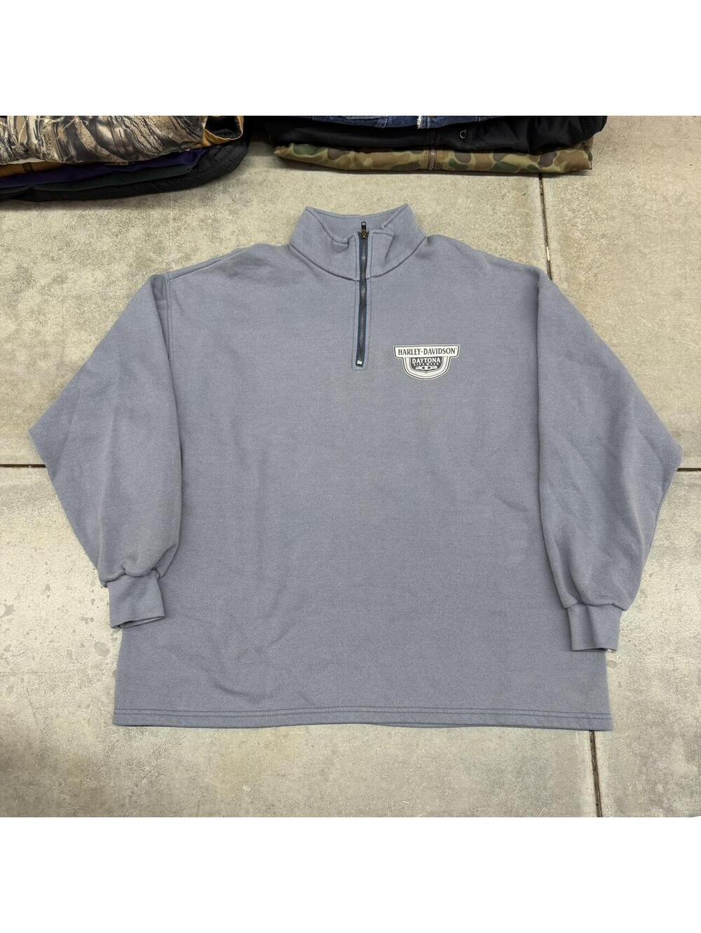 vintage harley davidson daytona bike week light blue quarter zip sweatshirt